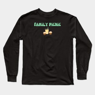 Family picnic, green text with cupcakes and lemonade Long Sleeve T-Shirt